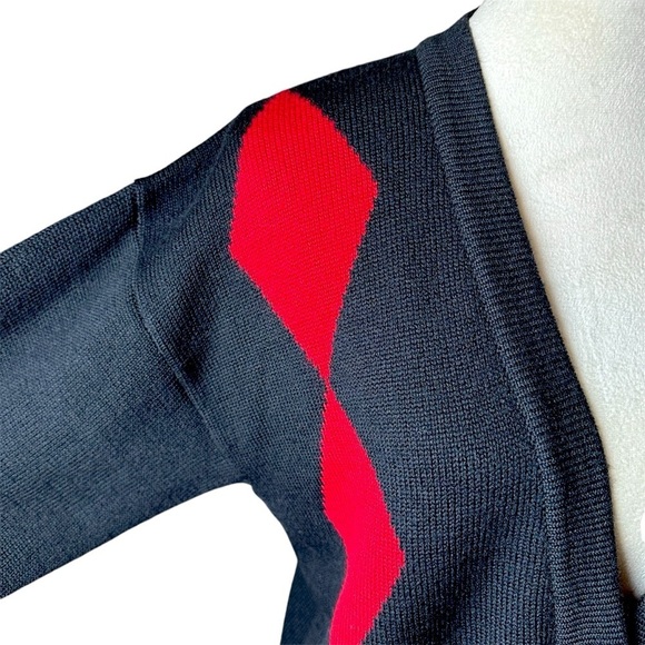 Vintage Valerie Stevens 100% Merino Wool Cardigan M | Argyle Geometric Sweater - Picture 6 of 8